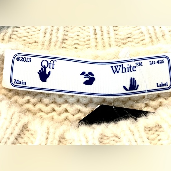 Off-White White Intarsia Big Logo Wool Blend Pullover - Picture 8 of 12
